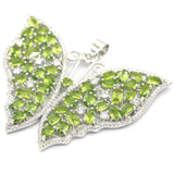 Butterfly Shape Green Peridot CZ Silver Pendant for Women