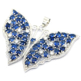 Butterfly Shape Pink Tourmaline Tanzanite CZ Silver Pendant