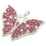 Butterfly Shape Pink Tourmaline Tanzanite CZ Silver Pendant
