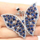 Butterfly Shape Pink Tourmaline Tanzanite CZ Silver Pendant
