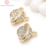 4PCS 8X10MM Hole 1.5MM 24K Brass Zircon Planet Charms DIY Jewelry Findings
