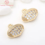 4PCS 8X10MM Hole 1.5MM 24K Brass Zircon Planet Charms DIY Jewelry Findings