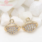 4PCS 8X10MM Hole 1.5MM 24K Brass Zircon Planet Charms DIY Jewelry Findings