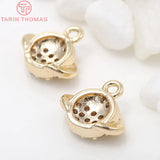4PCS 8X10MM Hole 1.5MM 24K Brass Zircon Planet Charms DIY Jewelry Findings