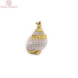 6PCS 13x20MM 24K Brass & Natural Conch Pendants for Jewelry Making
