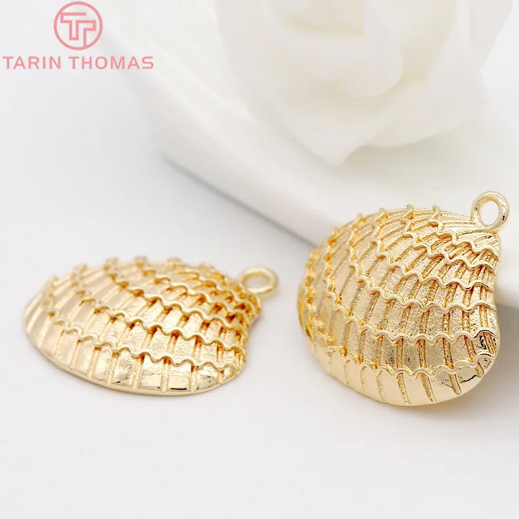 4PCS 20x22MM 24K Plated Brass Shell Charms Pendants
