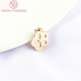 2PCS 11.5MM 24K Brass Zircon Flower Charms Pendants DIY Jewelry Findings