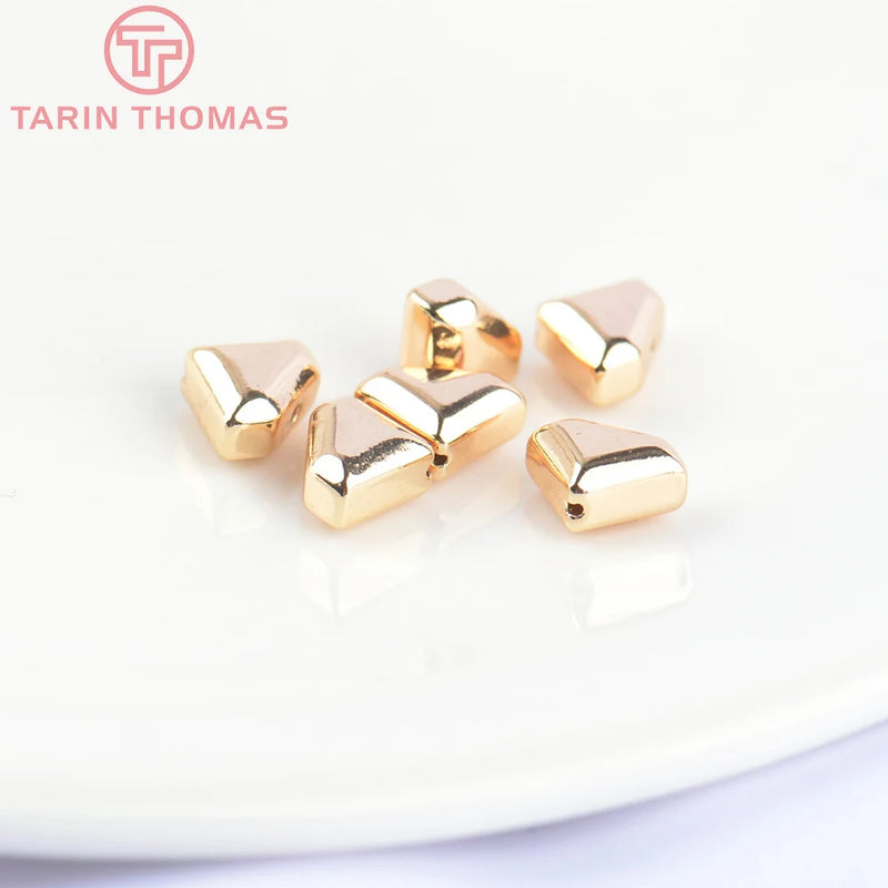 10PCS 8x5.7MM 24K Brass Diamond Spacer Beads High DIY Jewelry
