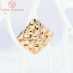 6PCS 28x27MM Brass Rhombus Stud Earrings 24K DIY Jewelry Findings