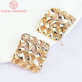 6PCS 28x27MM Brass Rhombus Stud Earrings 24K DIY Jewelry Findings