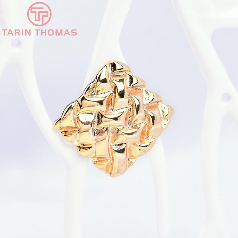 6PCS 28x27MM Brass Rhombus Stud Earrings 24K DIY Jewelry Findings