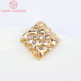 6PCS 28x27MM Brass Rhombus Stud Earrings 24K DIY Jewelry Findings
