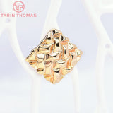 6PCS 28x27MM Brass Rhombus Stud Earrings 24K DIY Jewelry Findings