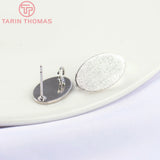 6PCS Platinum Oval Stud Earrings 11x17.5MM DIY Jewelry Findings