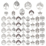 54Pcs Tibetan Alloy Pendant Mixed Shape Charms for Jewelry Making