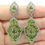 Gorgeous Green Peridot CZ Wedding Silver Earrings