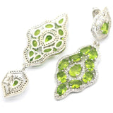 Gorgeous Green Peridot CZ Wedding Silver Earrings