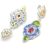 Garnet Peridot Citrine Tanzanite CZ Silver Earrings for Wedding