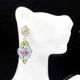 Garnet Peridot Citrine Tanzanite CZ Silver Earrings for Wedding