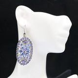 Long Rich Violet Tanzanite CZ Silver Earrings for Women