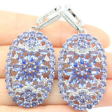 Long Rich Violet Tanzanite CZ Silver Earrings for Women