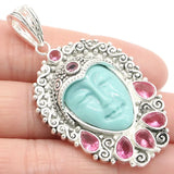 Goddess Torquoise Ruby Tourmaline Silver Earrings