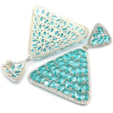 Delicate Fine Cut Big Jewelry Set Created Aquamarine Zircon for Woman's Wedding