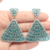 Delicate Fine Cut Big Jewelry Set Created Aquamarine Zircon for Woman's Wedding