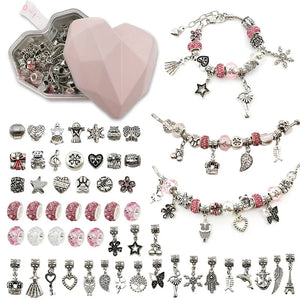 55 Pcs Pink Diamond Love Box Bracelet Set Diy Jewelry Bracelet Gift String