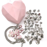 55 Pcs Pink Diamond Love Box Bracelet Set Diy Jewelry Bracelet Gift String