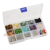 550-600 Stone Beads + 130 Alloy Spacer Beads Jewelry Findings Box
