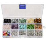 550-600 Stone Beads + 130 Alloy Spacer Beads Jewelry Findings Box