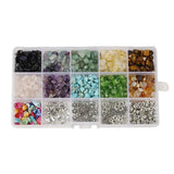 550-600 Stone Beads + 130 Alloy Spacer Beads Jewelry Findings Box