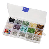 550-600 Stone Beads + 130 Alloy Spacer Beads Jewelry Findings Box