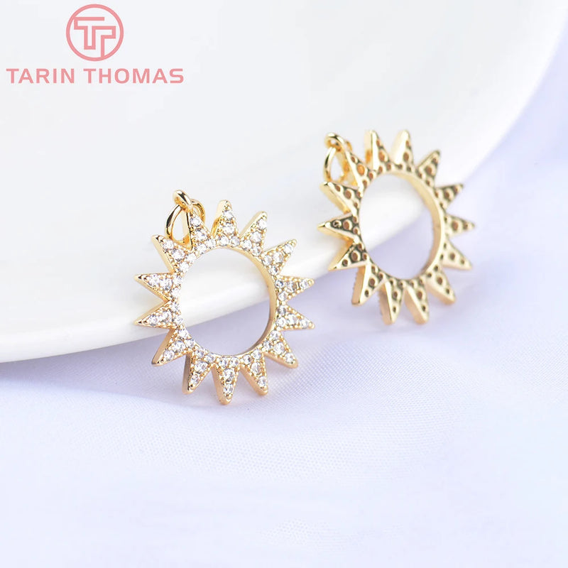 2PCS 18MM Zircon Sun Flower Pendants High Diy Jewelry Findings