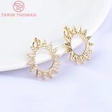 2PCS 18MM Zircon Sun Flower Pendants High Diy Jewelry Findings