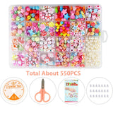 550pcs Acrylic Beads Kit Craft Beads Jewelry Making Kids Bracelet Necklace DIY