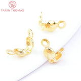 50PCS 2.5x4MM 24K Brass Crimp End Caps Clasps for Jewelry Findings