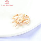 4PCS 24MM 24K Brass Zircon Star Moon Charms Pendants DIY Jewelry Findings