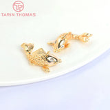 6PCS 24K Brass Zircon Carp Charms Pendants DIY Jewelry Findings