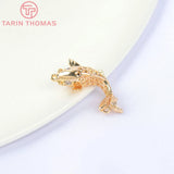 6PCS 24K Brass Zircon Carp Charms Pendants DIY Jewelry Findings