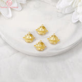 6PCS 8x10MM Planet Charms Pendants 24K Plated Brass Zircon DIY Jewelry