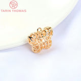 4PCS 18x16MM 24K Brass Zircon Butterfly Charms Pendants