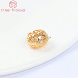6PCS 11MM Brass Round Hollow Charms Pendants DIY Jewelry Findings
