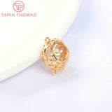 6PCS 11MM Brass Round Hollow Charms Pendants DIY Jewelry Findings