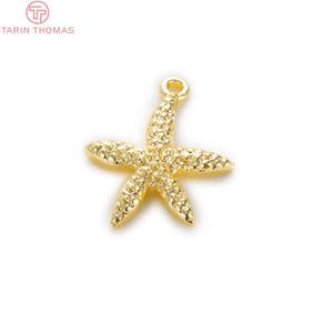 10PCS 14x16MM 24K Brass Starfish Pendants Charms High Diy Jewelry Findings