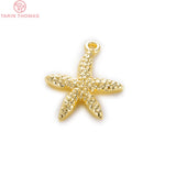 10PCS 14x16MM 24K Brass Starfish Pendants Charms High Diy Jewelry Findings