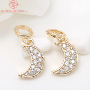 4PCS 8x20MM Brass Moon Charm Pendants for Jewelry Making