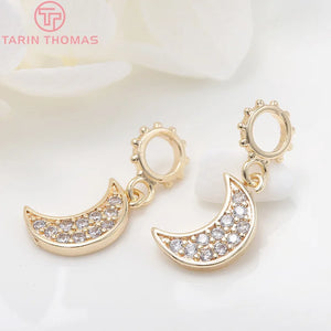 4PCS 8x20MM Brass Moon Charm Pendants for Jewelry Making