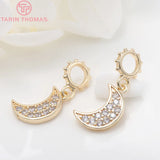 4PCS 8x20MM Brass Moon Charm Pendants for Jewelry Making